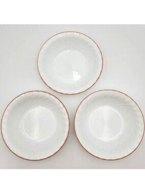 Set of 3 Corelle Elegant Rose Soup/Cereal Bowl Swirl Design Pink Trim Vitrelle